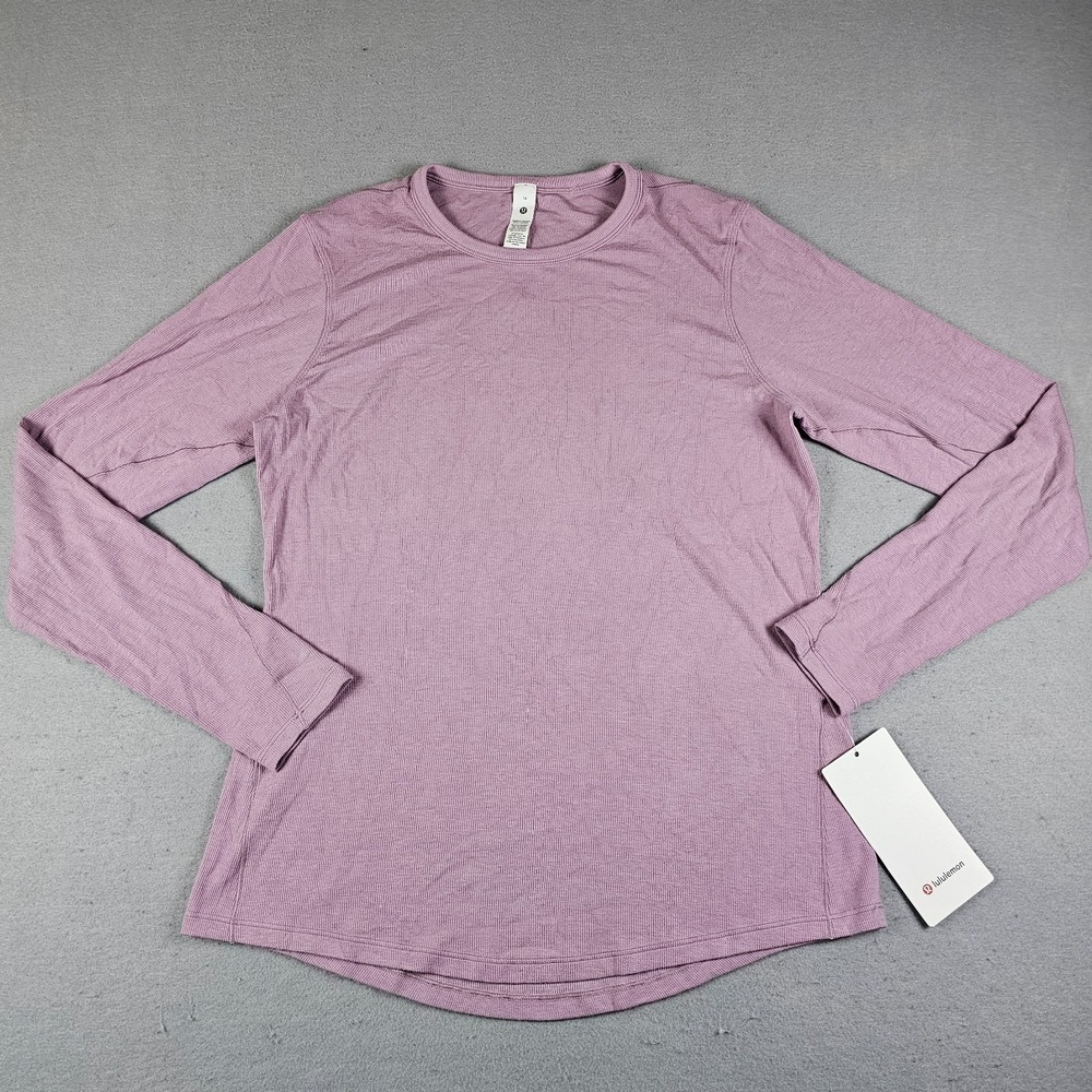 Lululemon Hold Tight Long Sleeve Shirt Womens 14 Pink NWT Ribbed Stretch Top